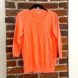 J.Crew Neon Lightweight Cotton Sweater 3/4 Sleeve